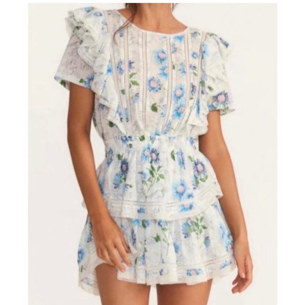Love Shack Fancy Natasha Floral Ruffle Mini Dress